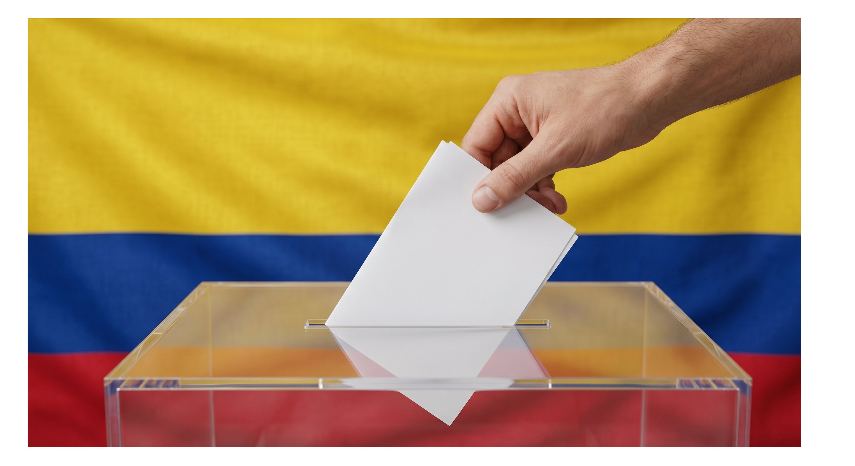 Bandera de Colombia con urna de votación